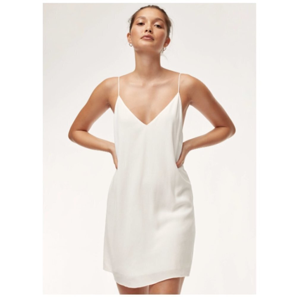 Aritzia Wilfred Free White Vivienne Dress Flowy, camisole mini  dress size XXS